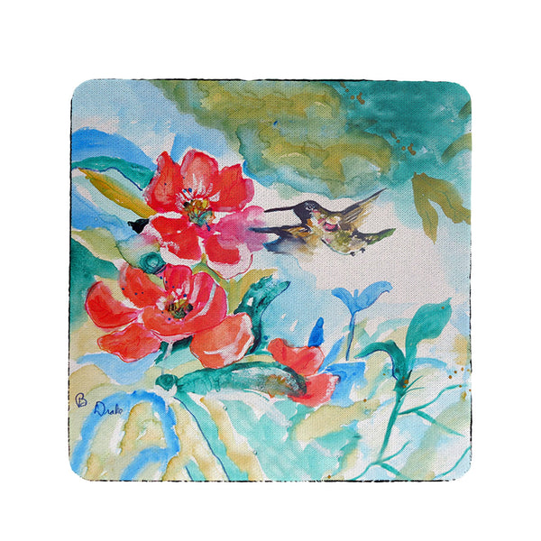 Hummingbird & Red Flower Coaster Set of 4