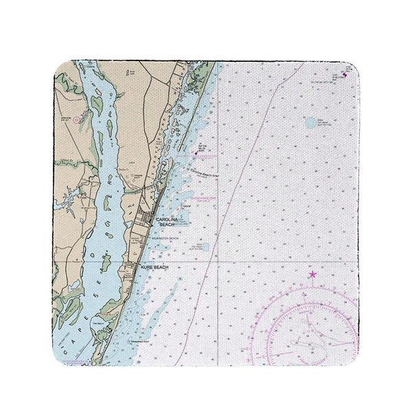 Carolina Beach, NC Nautical Map Coaster Set of 4