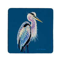 Blue Heron on Blue Coaster Set of 4