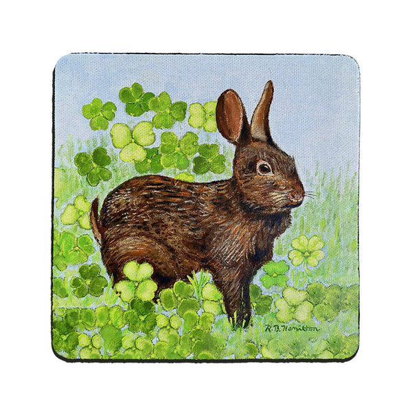 Rabbit and Shamrocks Coaster Set of 4