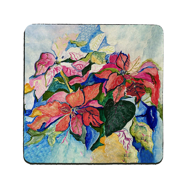 Poinsettias Red and Pink Coaster Set of 4