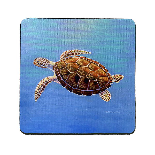 Sea Turtle In Aqua Coaster Set of 4