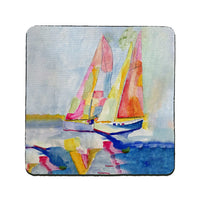 Two Colorful Sailboats Coaster Set of 4