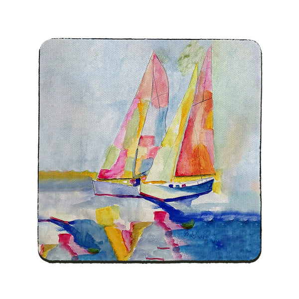 Two Colorful Sailboats Coaster Set of 4