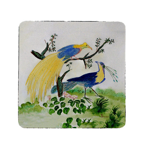 Antique Birds Blue Coaster Set of 4