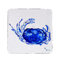 Blue Crab on White Coaster Set of 4