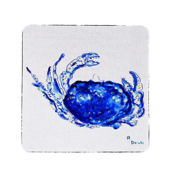 Blue Crab on White Coaster Set of 4