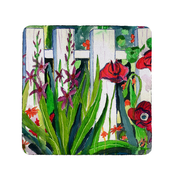 Fence and Flowers Coaster Set of 4