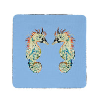 Betsy's Seahorses Light Blue Background  Coaster Set of 4