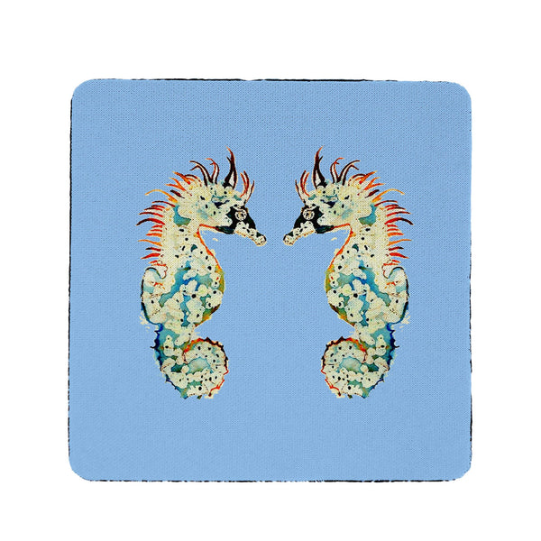 Betsy's Seahorses Light Blue Background  Coaster Set of 4