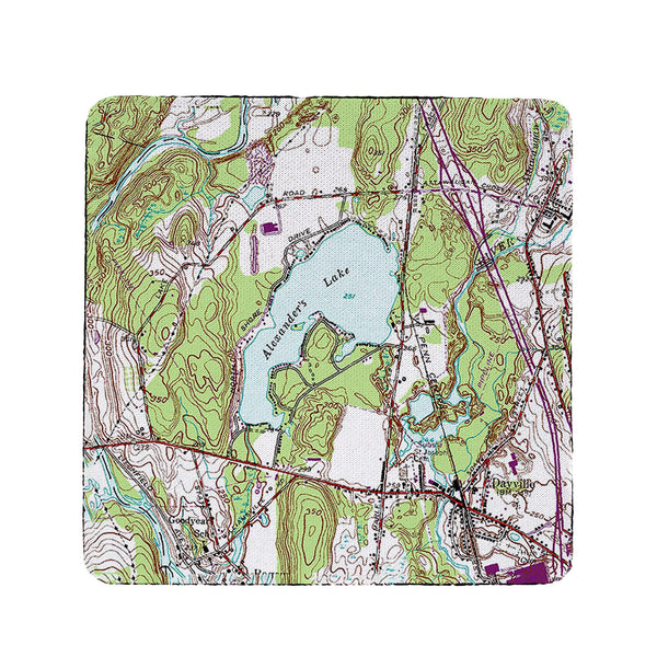 Alexander's Lake, CT Nautical Map  Coaster Set of 4