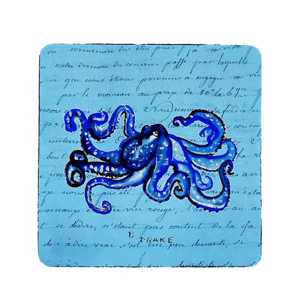 Blue Script Octopus Coaster Set of 4