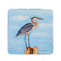 Blue Heron on Stump Coaster Set of 4