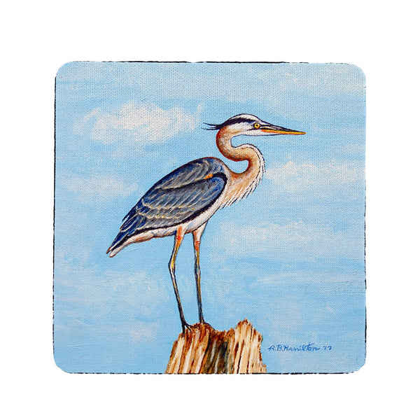 Blue Heron on Stump Coaster Set of 4