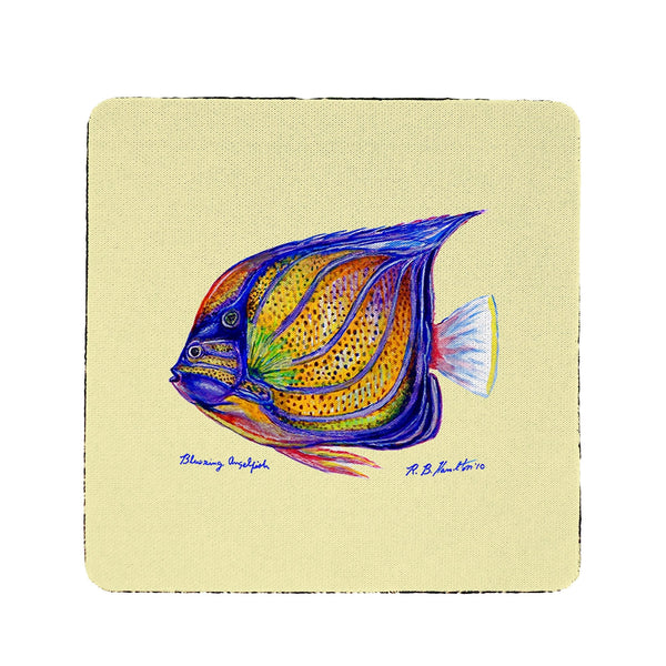 Blue Ring Angelfish - Yellow Coaster Set of 4