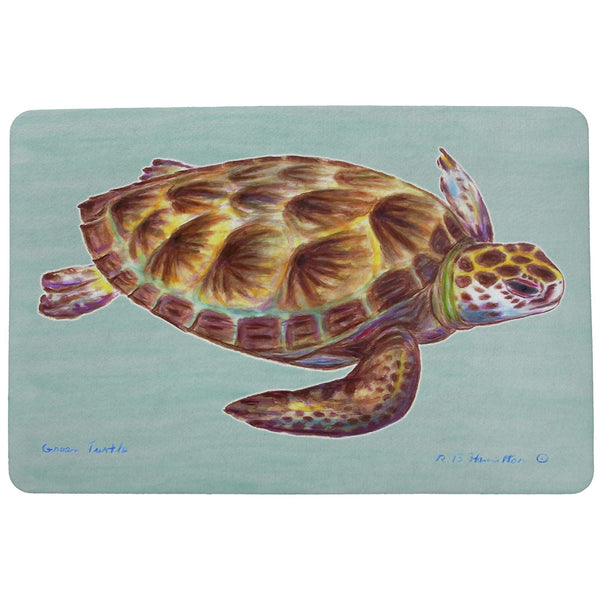 Green Sea Turtle - Teal Door Mat