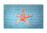 Coral Starfish Blue Door Mat