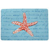 Coral Starfish Blue Door Mat