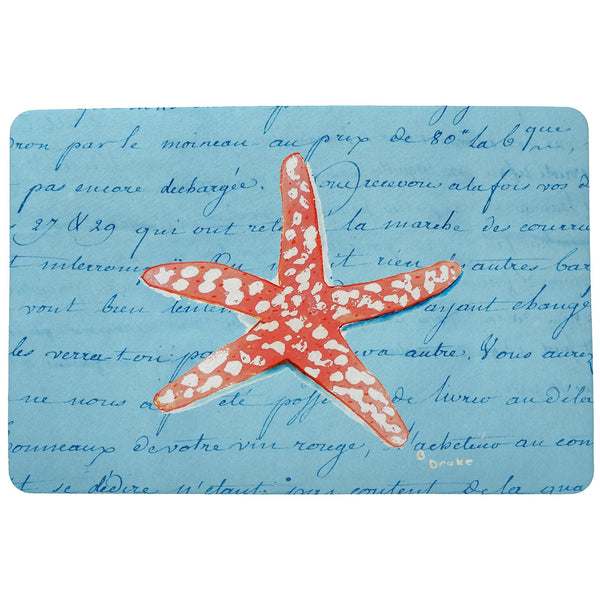 Coral Starfish Blue Door Mat