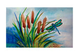 Dragonfly and Cattails Door Mat