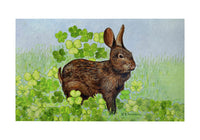 Rabbit and Shamrocks Door Mat