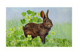 Rabbit and Shamrocks Door Mat