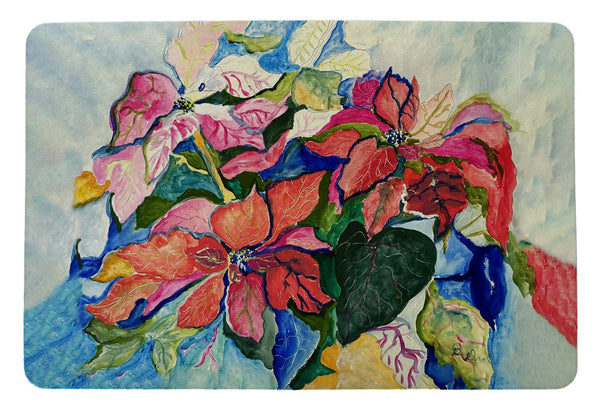 Poinsettias Red and Pink Door Mat
