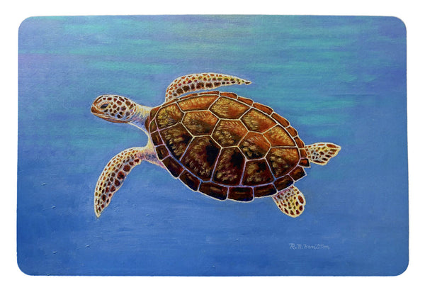 Sea Turtle In Aqua Door Mat