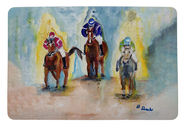 Three Racing Horses Door Mat