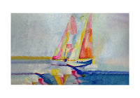 Two Colorful Sailboats Door Mat