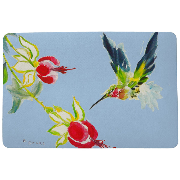 Betsy's Hummingbird on Blue Door Mat