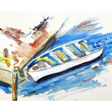 Rowboat at Dock Door Mat
