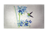 Hummingbird & Blue Flowers  Door Mat