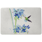Hummingbird & Blue Flowers  Door Mat