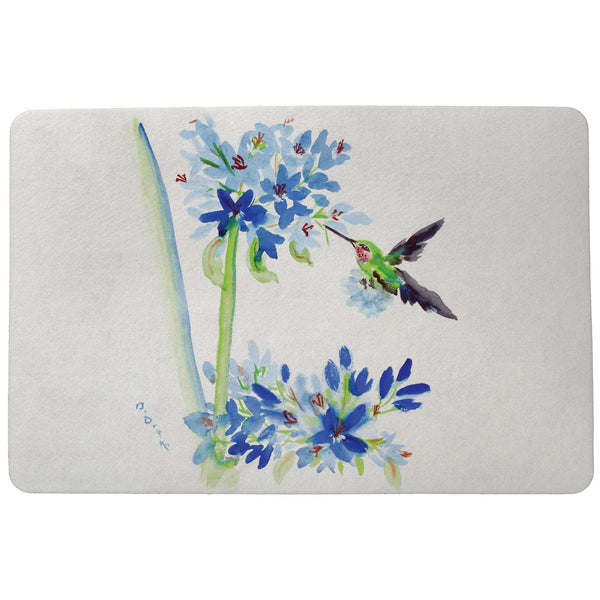 Hummingbird & Blue Flowers  Door Mat