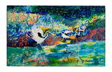 Colorful Cranes Dornier Rug