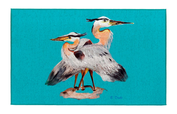 Mr & Mrs Blue Heron on Teal Dornier Rug
