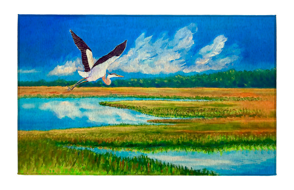 Blue Heron Over Marsh Dornier Rug