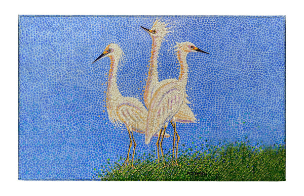 Pointillist Three Egrets Indoor Dornier Area Rug 20x32