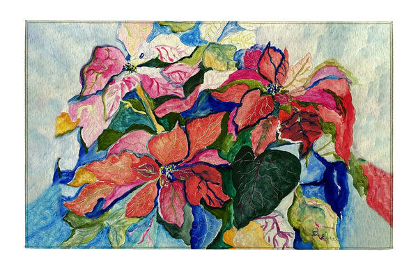 Poinsettias Red and Pink Indoor Dornier Area Rug 20x32