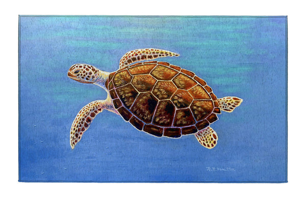Sea Turtle in Aqua Indoor Dornier Area Rug 20x32