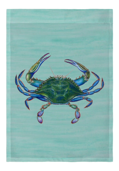 Blue Crab on Teal Garden Flag 12.5x18