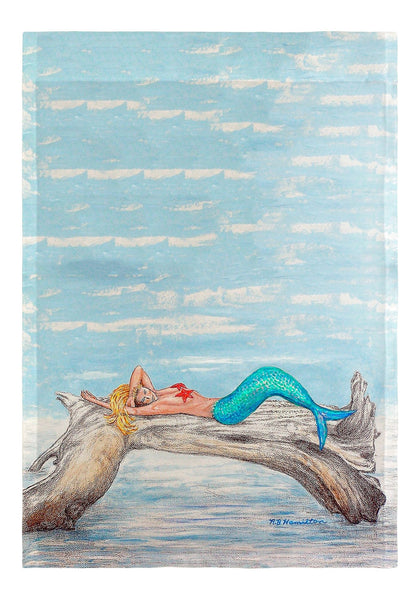 Mermaid on Log Garden Flag 12.5x18