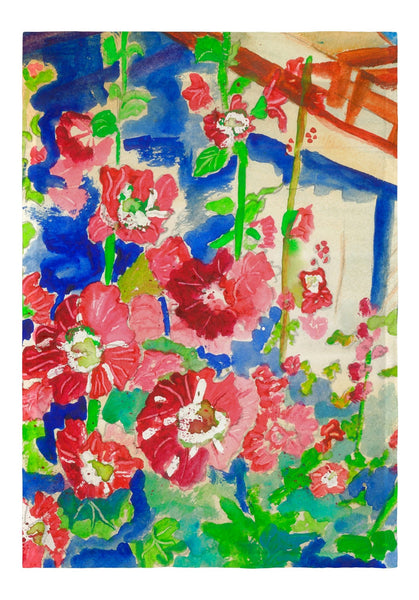 Hollyhocks Garden Flag 12.5x18