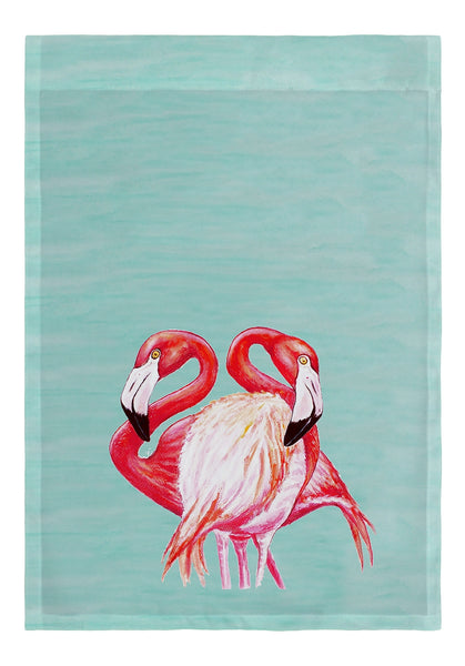 Aqua Two Flamingos Garden Flag 12.5x18