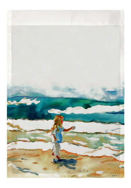Girl at the Beach Garden Flag 12.5x18