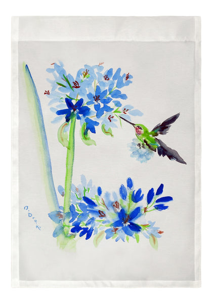 Hummingbird & Blue Flowers  Garden Flag 12.5x18
