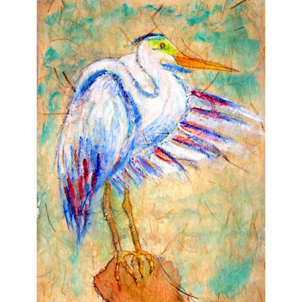 Egret on Rice Garden Flag 12.5x18