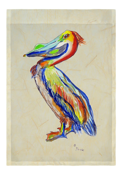 Sylvester Pelican on Beige Garden Flag 12.5x18