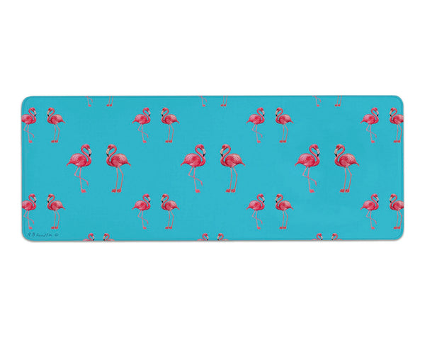 Flamingos on Teal  Gaming Mousepad/Bar Mat